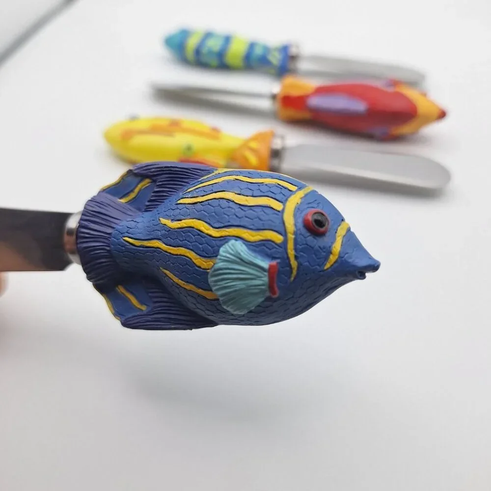 Boston Warehouse Fish Cheese Knives Knife‎ Set Small Colorful Nautical Sea Beach